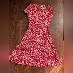 Boden Red and White Polka Dot Midi Dress